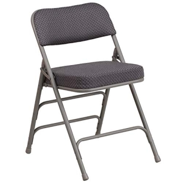 Flash Furniture HERCULES Series Premium Curved Triple Braced & Double Hinged Folding Chair - Gray Fa...