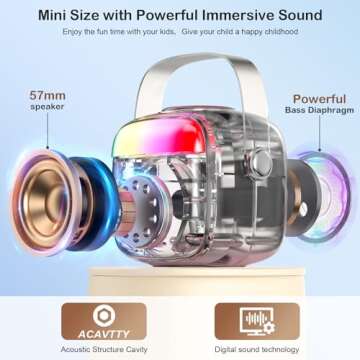 HWWR Karaoke Machine for Kids & Adults, Mini Portable Bluetooth Speaker with Microphones, Home Party...