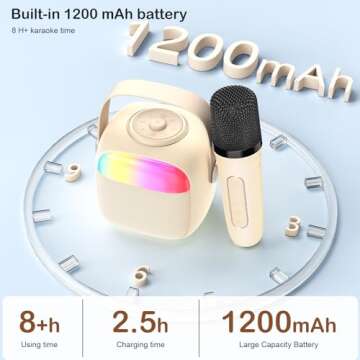 HWWR Karaoke Machine for Kids & Adults, Mini Portable Bluetooth Speaker with Microphones, Home Party Karaoke Speaker Support SD Card/USB, Gift for Brithday, and Toys for Girls/Boys