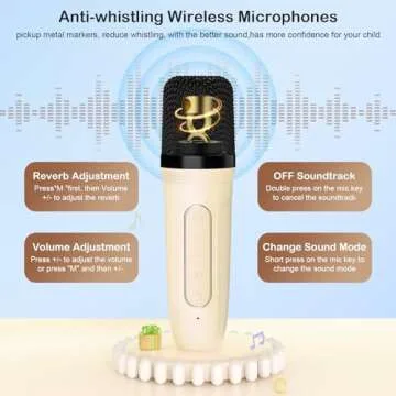 HWWR Karaoke Machine for Kids & Adults, Mini Portable Bluetooth Speaker with Microphones, Home Party Karaoke Speaker Support SD Card/USB, Gift for Brithday, and Toys for Girls/Boys