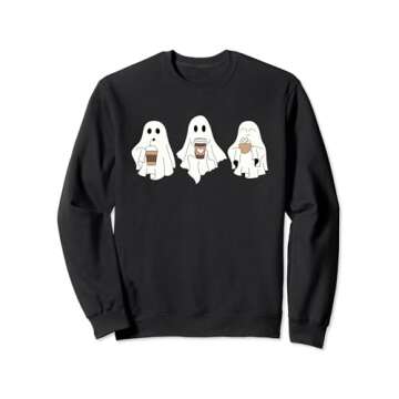 Cute Ghost Drinking Coffee Halloween Ghost Ice Coffee Womens Sweatshirt