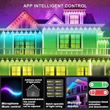 300FT Outdoor RGB Eaves Lights with App Control