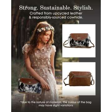 Myra Bag Procrastination Leather & Cowhide Bag Upcycled Cowhide & Leather S-2978