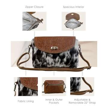 Myra Bag Procrastination Leather & Cowhide Bag Upcycled Cowhide & Leather S-2978