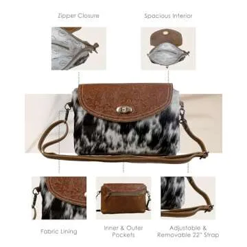 Myra Bag Procrastination Leather & Cowhide Bag Upcycled Cowhide & Leather S-2978
