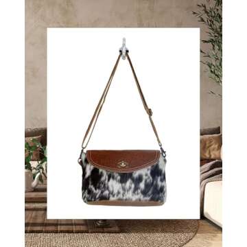Myra Bag Procrastination Leather & Cowhide Bag Upcycled Cowhide & Leather S-2978