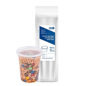 EDI 32 OZ Plastic Deli Food Storage Containers - Heavy-Duty, BPA Free, Leakproof