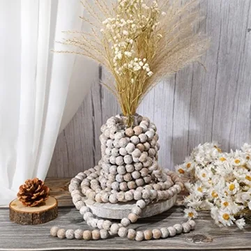 Christmas Wooden Bead Garland for Holiday Decor 12 Feet