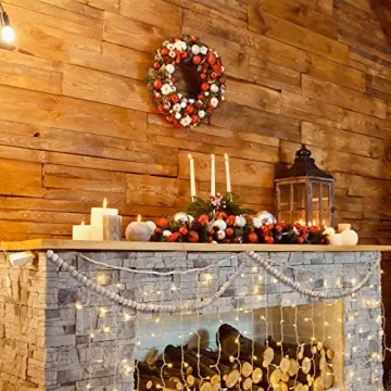 Christmas Wooden Bead Garland for Holiday Decor 12 Feet