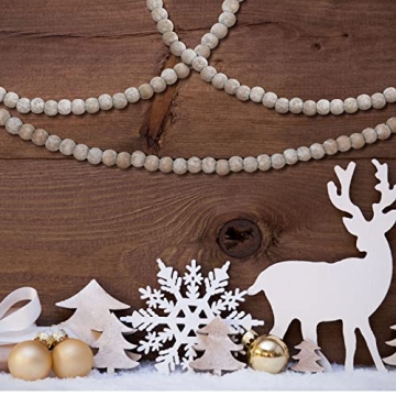 Christmas Wooden Bead Garland for Holiday Decor 12 Feet