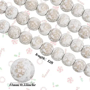 Christmas Wooden Bead Garland for Holiday Decor 12 Feet