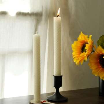 6 Count Natural Beeswax Taper Candles - Eco-Friendly & Elegant