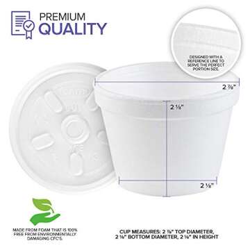 Stock Your Home 4 Ounce Foam Bowls with Lids (100 Count) - Foam Bowls with Lids - Insulated to Go Foam Cups - to Go Containers for Soup, Oatmeal, Ice Cream, Delis, Cafes, Restaurants