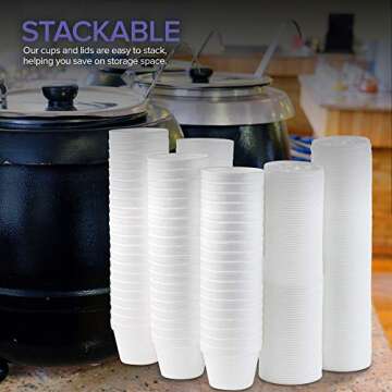 Stock Your Home 4 Ounce Foam Bowls with Lids (100 Count) - Foam Bowls with Lids - Insulated to Go Foam Cups - to Go Containers for Soup, Oatmeal, Ice Cream, Delis, Cafes, Restaurants