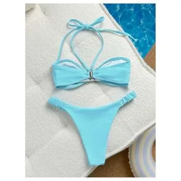 WDIRARA Women's Two Piece Metal Starfish Halter Bikini Set - Stylish and Comfortable Swimsuit