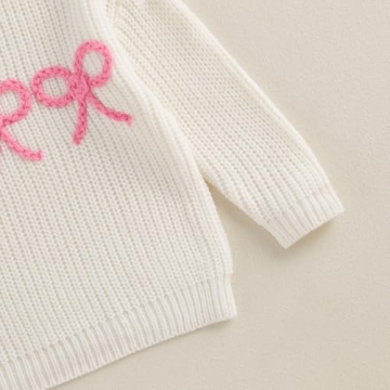 Aiwpstoin Baby Girl Knit Sweater Cute Bow Chunky Knitted Pullover Sweatshirt Toddler Girls Fall Winter Clothes (H White, 6-12 Months)