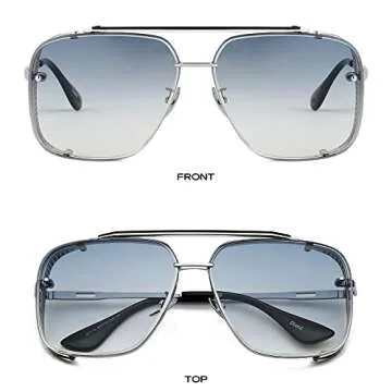 Gtand Fashion Oversized Square Aviator Gradient Sunglasses For Men Vintage Metal Side Shield Steampunk Sun Glasses 64mm