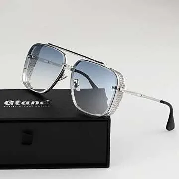 Gtand Fashion Oversized Square Aviator Gradient Sunglasses For Men Vintage Metal Side Shield Steampunk Sun Glasses 64mm