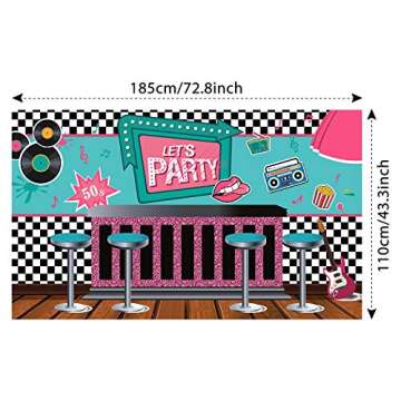 Back to 50's Rock and Roll Party Banner – Retro Diner Backdrop for Events