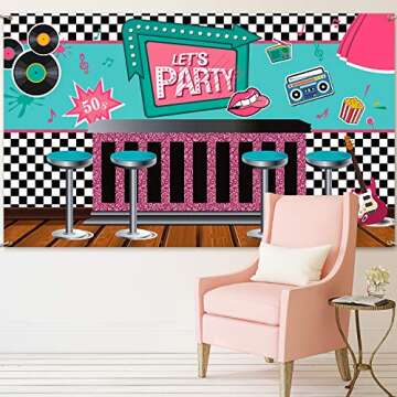 1950s Soda Shop Party Backdrop for Themed Events
