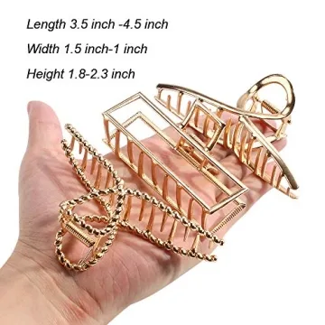 ANBALA Hair Clips, 5pcs Metal Claw Clips for Thick Hair, Large Hair Clips, Butterfly Hair Clips, Hair Accessories for Women Gold