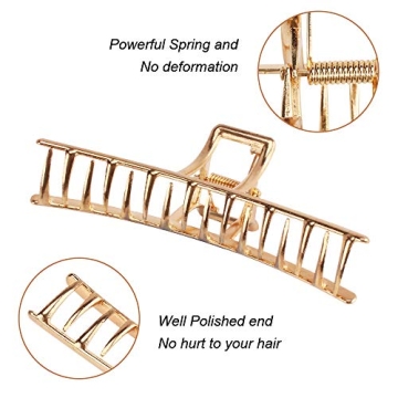 ANBALA Hair Clips, 5pcs Metal Claw Clips for Thick Hair, Large Hair Clips, Butterfly Hair Clips, Hair Accessories for Women Gold