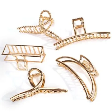 ANBALA Hair Clips, 5pcs Metal Claw Clips for Thick Hair, Large Hair Clips, Butterfly Hair Clips, Hair Accessories for Women Gold