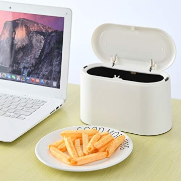Compact SUBEKYU Mini Trash Can with Lid for Stylish Organization