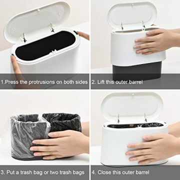 Compact SUBEKYU Mini Trash Can with Lid for Stylish Organization