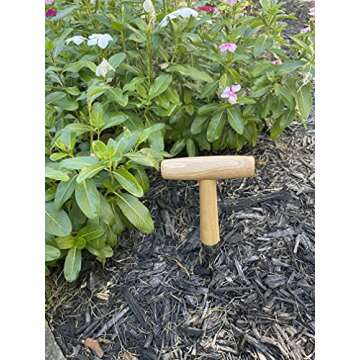 Garden Guru Steel Dibber Planter Tool for Planting Seeds & Bulbs - High Carbon Steel & Comfortable Wood Carved Handle - for Consistent Planting Flowers Tulips, Daffodils, Dahlias