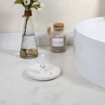 Personalized Ceramic Initials Ring Holder for Jewelry Storage