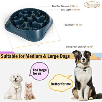 JASGOOD Large Slow Feeder Dog Bowl Slow Eating Bowl Slow Feeding Non-Slip Puzzle Bowl Dog Feeder Bowl Anti-Choking Dog Bowl, B-Blue, Large