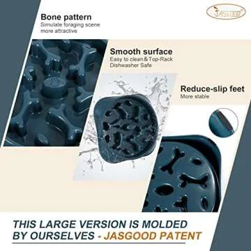 JASGOOD Large Slow Feeder Dog Bowl Slow Eating Bowl Slow Feeding Non-Slip Puzzle Bowl Dog Feeder Bowl Anti-Choking Dog Bowl, B-Blue, Large