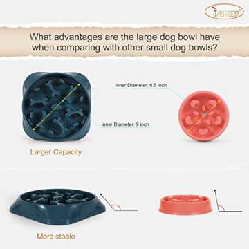 JASGOOD Large Slow Feeder Dog Bowl Slow Eating Bowl Slow Feeding Non-Slip Puzzle Bowl Dog Feeder Bowl Anti-Choking Dog Bowl, B-Blue, Large