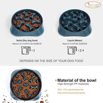 JASGOOD Large Slow Feeder Dog Bowl Slow Eating Bowl Slow Feeding Non-Slip Puzzle Bowl Dog Feeder Bowl Anti-Choking Dog Bowl, B-Blue, Large