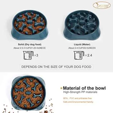 JASGOOD Large Slow Feeder Dog Bowl Slow Eating Bowl Slow Feeding Non-Slip Puzzle Bowl Dog Feeder Bowl Anti-Choking Dog Bowl, B-Blue, Large