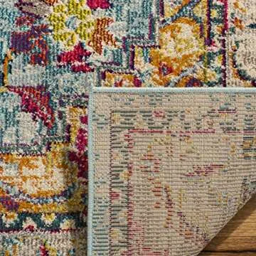 SAFAVIEH Phoenix Collection Area Rug - 8' x 10', Turquoise & Beige, Boho Chic Oriental Medallion Design, Non-Shedding & Easy Care, Ideal for High Traffic Areas in Living Room, Bedroom (PHX153K)