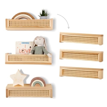 Rattan Shelf 3 Pack - Versatile Nursery Floating Shelves