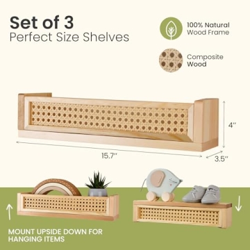 Rattan Floating Shelves for Stylish Nursery Decor