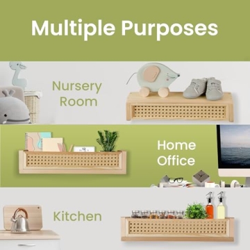 Rattan Floating Shelves for Stylish Nursery Decor