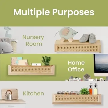 Rattan Floating Shelves for Stylish Nursery Decor