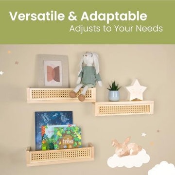 Rattan Floating Shelves for Stylish Nursery Decor