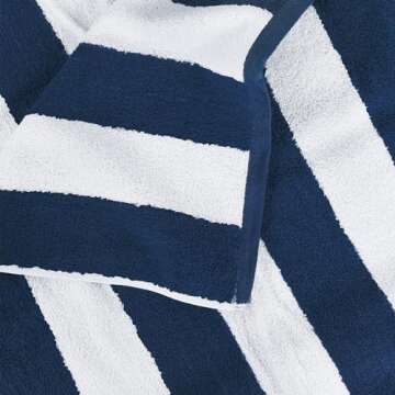 Utopia Towels [4 Pack Cabana Stripe Beach Towel, (30 x 60 Inches) Oversized 100% Ring Spun Cotton Pool Towels, Highly Absorbent Quick Dry Bath Towels for Bathroom, and Swim Towel (Navy)