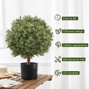 Elegant JUSTOYOU 24.5'' Artificial Boxwood Topiary Trees