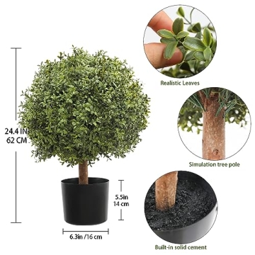 Elegant JUSTOYOU 24.5'' Artificial Boxwood Topiary Trees
