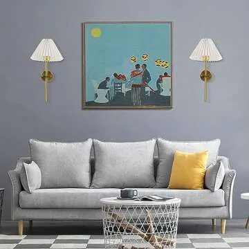 Battery Operated Wall Sconces Gold Set of Two with Remote,Rechargeable Wall Lights with Timer,Indoor Non Hardwired Wall Lamp Light Fixtures Brass with Fabric Shade for Bedroom Living Room Bathroom