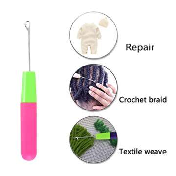 YONGYI Latch Hook Crochet Needle,2Pcs Latch Hook Tool,Big Crochet Needle 5.0mm(0.2inch),Small Crochet Needle3.8 mm(0.15inch)