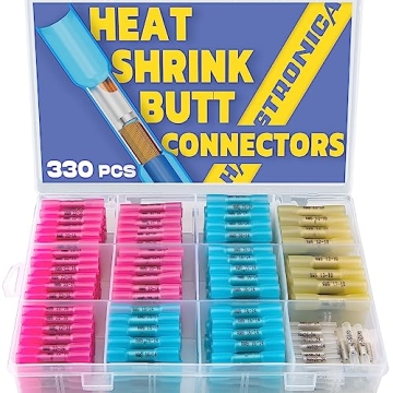 330PCS haisstronica Heat Shrink Butt Connectors-Marine Grade Waterproof Electrical Crimp Wire Connec...