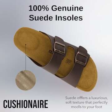 CUSHIONAIRE Men's Lane Cork Footbed Sandals for Comfort