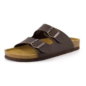 CUSHIONAIRE Men's Lane Cork Footbed Sandals for Comfort